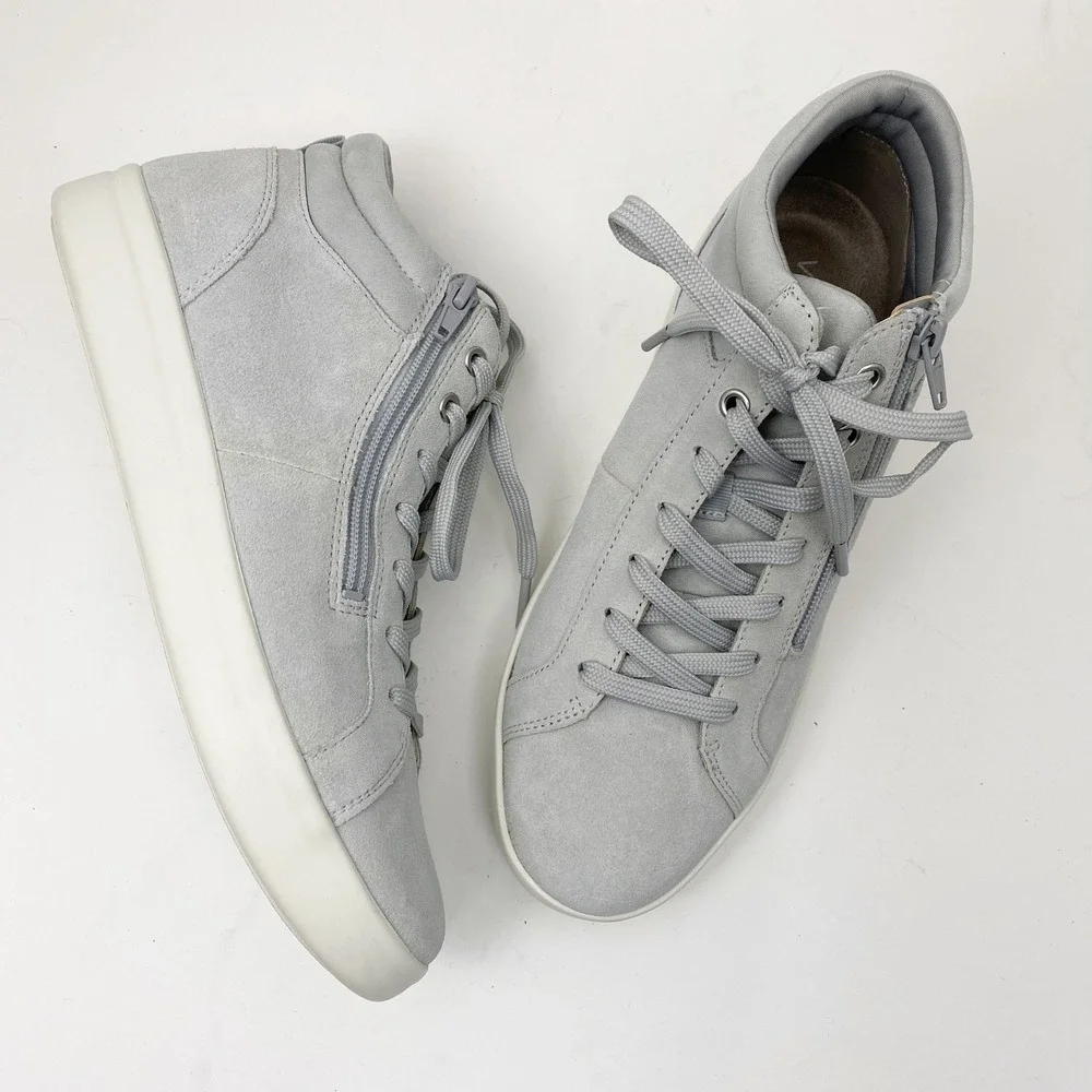 Vionic Rosemont‎ Suede Side Zip High Top Sneaker Womens 9.5 Light Gray